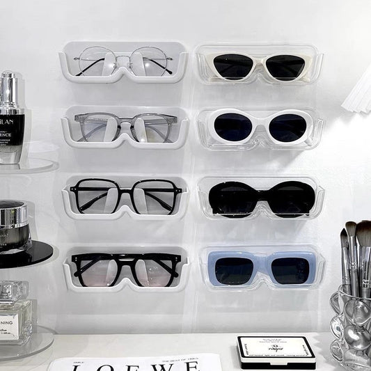 Wall-Mounted Punch-Free Glasses Storage Box | Sunglasses Display Rack | Decorative Eyewear Organizer Shelf 免打孔壁挂式眼镜收纳盒