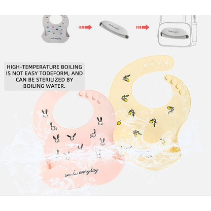READY STOCK!!! Baby Silicone Bibs | Adjustable Waterproof Feeding Bib | Kids Apron for Mealtime WDG/GJQ 婴儿硅胶围兜 | 可调节防水围嘴