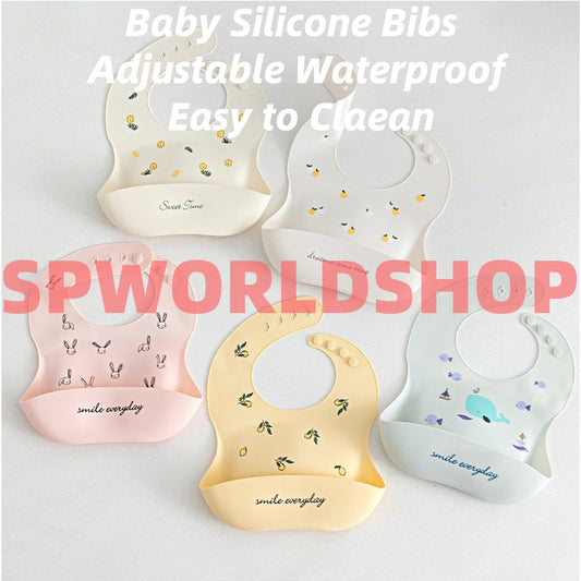 READY STOCK!!! Baby Silicone Bibs | Adjustable Waterproof Feeding Bib | Kids Apron for Mealtime WDG/GJQ 婴儿硅胶围兜 | 可调节防水围嘴