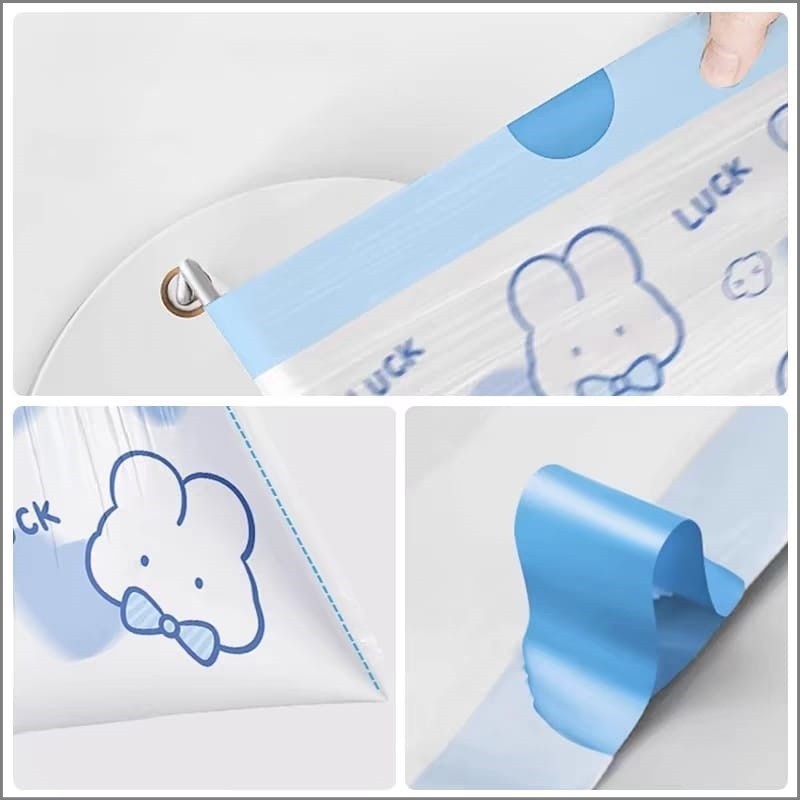 READY STOCK‼️ 50Pcs/100Pcs Cartoon Rabbit Large Drawstring Garbage Bags | Thick & Durable Plastic Trash Bags 大号抽绳垃圾袋