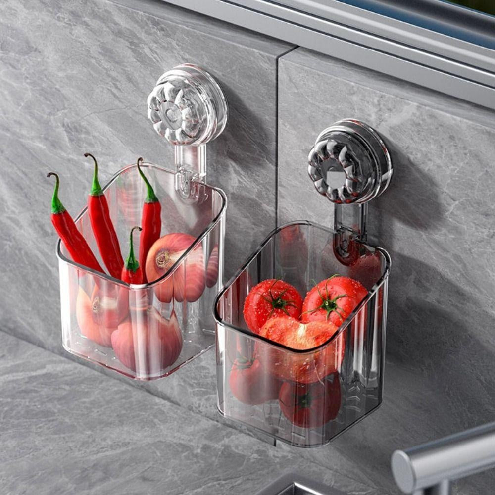 READY STOCK‼️ Suction Cup Bathroom Storage Basket | Wall-Mounted Shower Rack | Easy to Clean & Removable 吸盘式浴室收纳篮