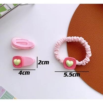 3pcs/set Fashion Heart Design Hair Clips Hair Tie Candy Color Hairpins Sweet Headwear Hair Accessories-CSW1012
