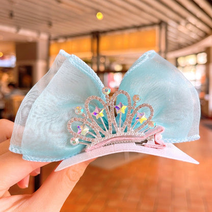 Children's Bows Gradient Color Princess Crown Hair Clips Standing Bowknot Hairpin-CSW1018