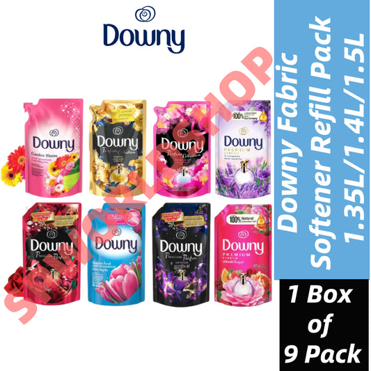 ✅READY STOCK‼️Downy Fabric Softener Refill 1.35L/1.4L/1.5L (1 Box = 9 Packs) | Pewangi Pakaian Tahan Lama Lembut & Segar