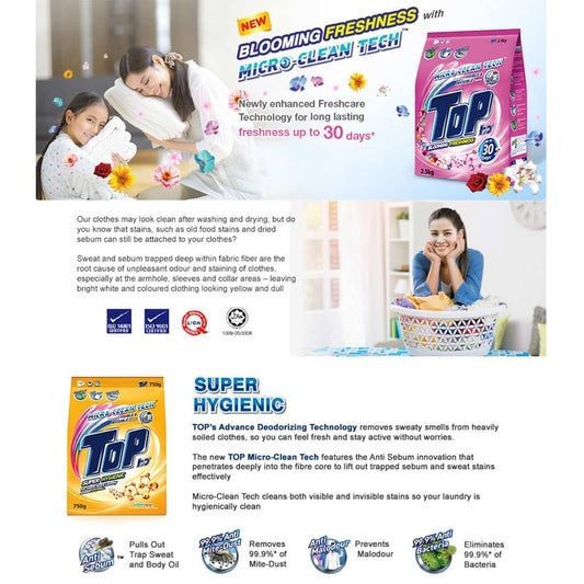 READY STOCK!!! Top Detergent Powder 2.1kg / 2.3kg 1 Box of 8 Pack