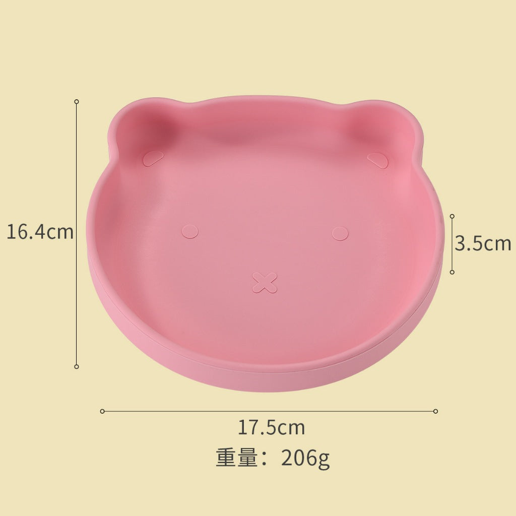 Silicone Baby Plate Bowl Set Spoon Bear BPA free Kids suction feeding Pingan Mangkuk sudu bayi