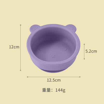 Silicone Baby Plate Bowl Set Spoon Bear BPA free Kids suction feeding Pingan Mangkuk sudu bayi