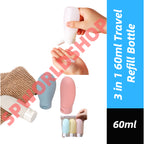 (READYSTOCK) 3 in 1 60ml Travel Refill Bottle Portable Lotion Squeeze Tube Empty Essence  Refill Bottle 60ml 旅行分装瓶