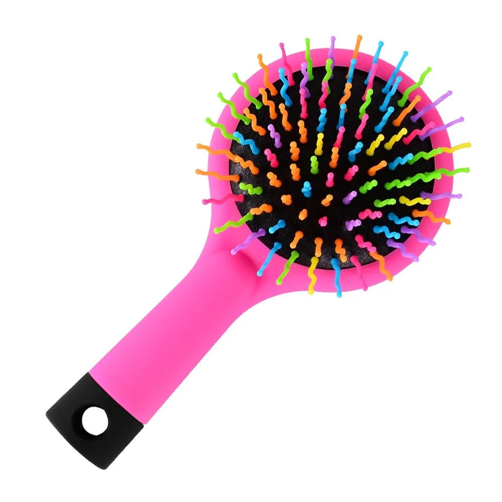 READY STOCK!!! Korean Eye Candy Rainbow S Curl Air Volume Brush | Abundant Hair Detangling Comb 彩虹S型空气蓬松卷发梳