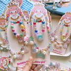 Korean Fashion Cute Cartoon Charm Bead Necklace Bracelet Ear Clip Set For Kids-CSW1002
