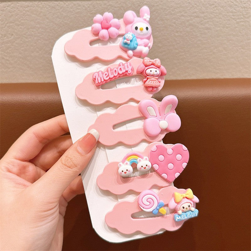 5pcs Set Children's Hairpin Baby Cute Cartoon Broken Hairpin Girl Kuromi Headdress Little Girl-CSW1005