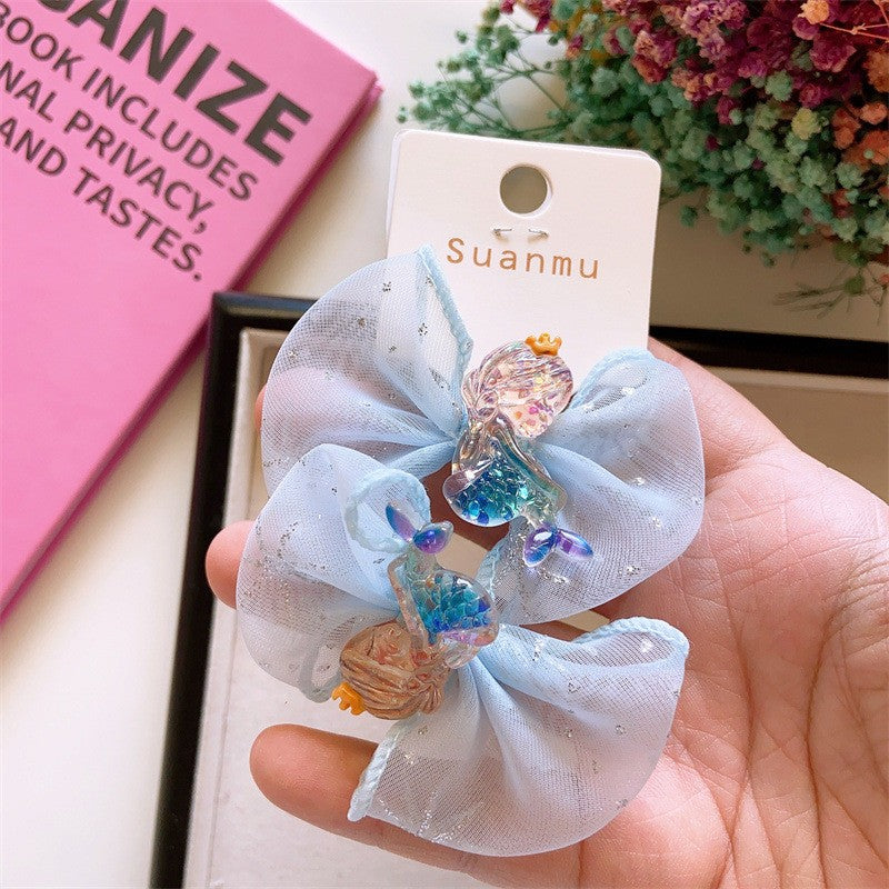 Gorgeous Princess Bow Knot Mesh Crystal Hair Clips Perfect for Kids' Hair Accessories-CSW1017