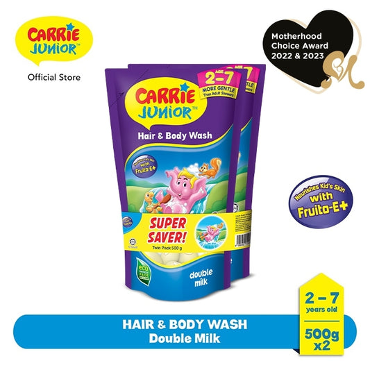 READY STOCK‼️ Carrie Junior Hair & Body Wash Twin Pack 500g x2 / 475g x2 Sabun Mandian & Syampu Kanak-Kanak