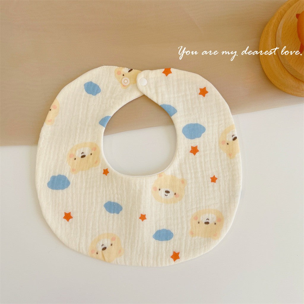 READY STOCK‼️ Baby Infant Saliva Towel | 100% Cotton Bibs | 360° Rotating Reversible Baby Bib  婴儿口水巾 | 100%纯棉围兜