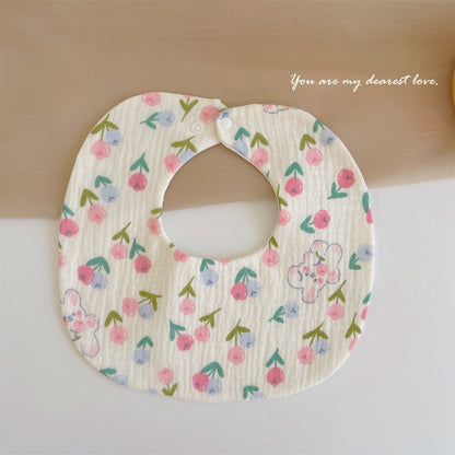 READY STOCK‼️ Baby Infant Saliva Towel | 100% Cotton Bibs | 360° Rotating Reversible Baby Bib  婴儿口水巾 | 100%纯棉围兜