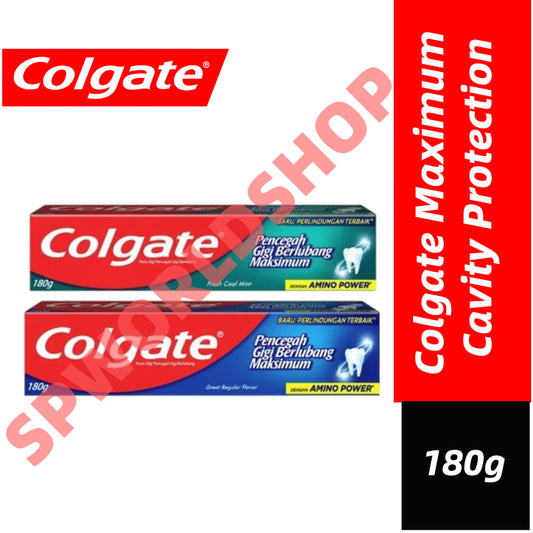 READY STOCK!!! Colgate Maximum Cavity Protection Fresh Cool Mint/Great regular flavor Toothpaste 180g