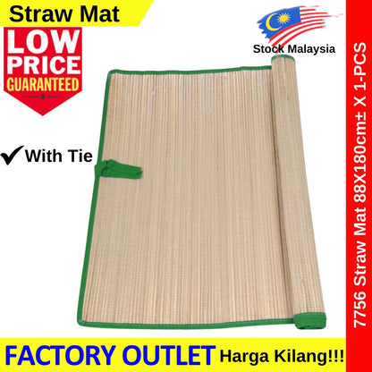 Straw Mat 90cm±X180cm± Without Tie/ 80cm±X180cm± With Tie/ Picnic Mat Straw Rugs Carpet / Camping Mat / Beach 草席 7756