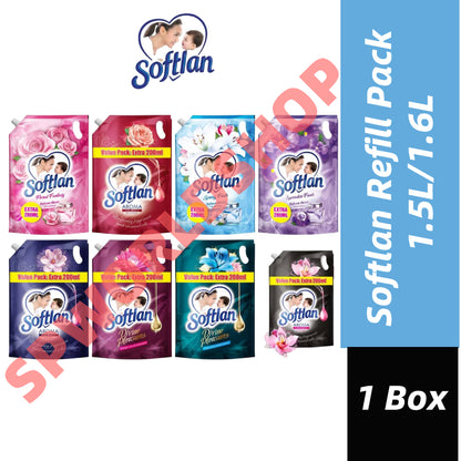 READY STOCK!!!SOFTLAN FABRIC SOFTENER 1.5L/1.6L REFILL Value Pack 1 Box 8 Pack