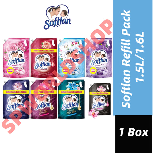 READY STOCK!!!SOFTLAN FABRIC SOFTENER 1.5L/1.6L REFILL Value Pack 1 Box 8 Pack