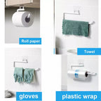 READY STOCK!!! Punch Free PP Kitchen Towel Hanger Rack Toilet Paper Roll Holder Cabinet Rag Hanging Holder 免打孔PP厨房毛巾挂架