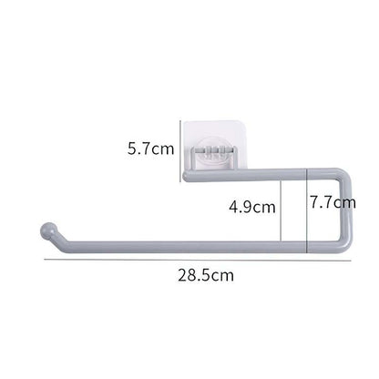 READY STOCK!!! Punch Free PP Kitchen Towel Hanger Rack Toilet Paper Roll Holder Cabinet Rag Hanging Holder 免打孔PP厨房毛巾挂架