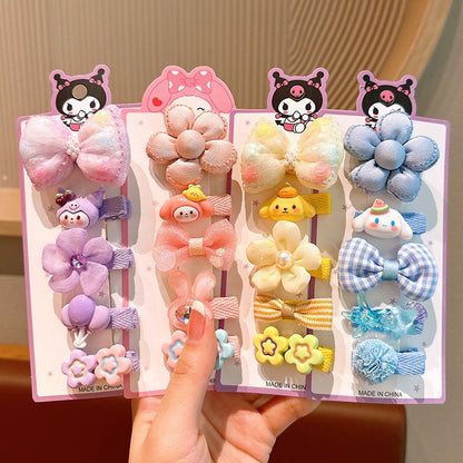 5pcs Set Children's Hairpin Baby Cute Cartoon Broken Hairpin Girl Kuromi Headdress Little Girl-CSW1005