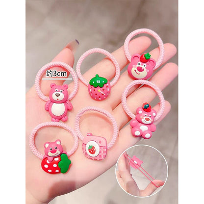 Children's Strawberry Bear Hair Rope Set Little Girl Cute Cartoon Head Rope Fashion Hair Accessories-CSW1008