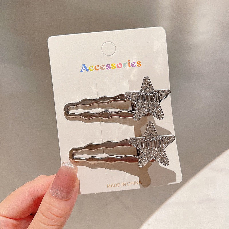 2Pcs Fashion Letter Star Wave Hairpin Sweet Cool Y2K Girls Hair Clips-CSW1014