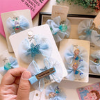 Gorgeous Princess Bow Knot Mesh Crystal Hair Clips Perfect for Kids' Hair Accessories-CSW1017