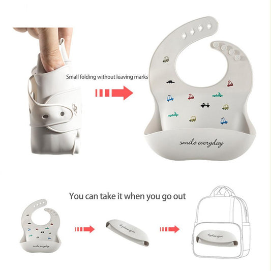 READY STOCK!!! Baby Silicone Bibs | Adjustable Waterproof Feeding Bib | Kids Apron for Mealtime WDG/GJQ 婴儿硅胶围兜 | 可调节防水围嘴