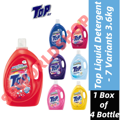 READY STOCK!!! Top Liquid Detergent - 7 Variants 3.6kg Super Hygienic Anti Virus l Box of 4 Bottle