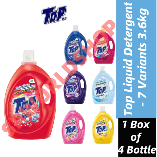 READY STOCK!!! Top Liquid Detergent - 7 Variants 3.6kg Super Hygienic Anti Virus l Box of 4 Bottle