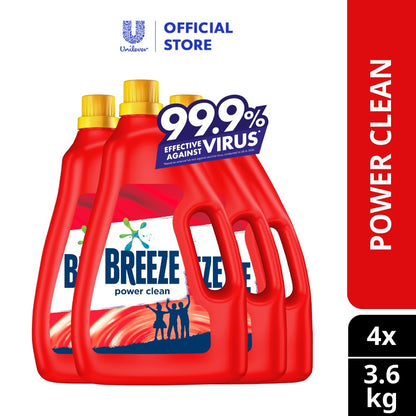 READY STOCK!!! Breeze Detergent Liquid Fragrance of Comfort Power Clean Colour Care 3.6kg 1 Box of 4 Bottle