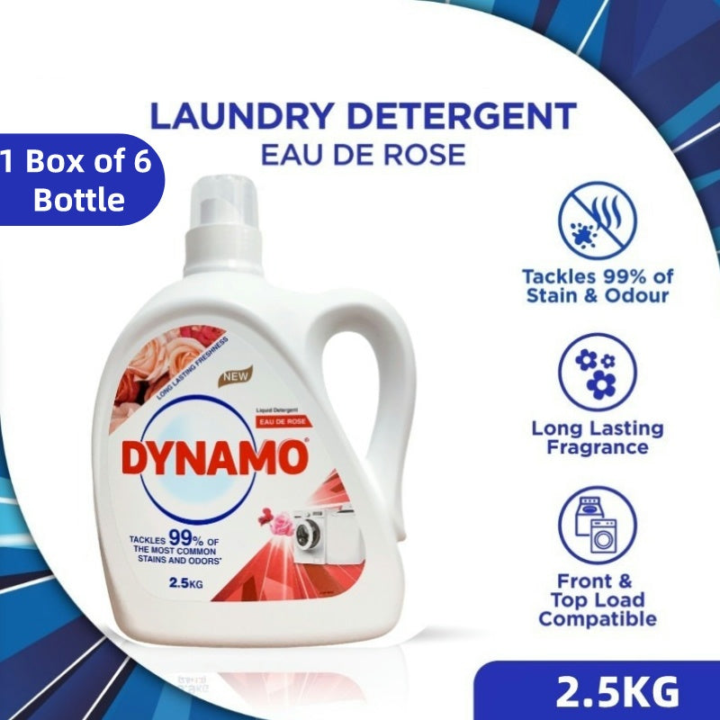 READY STOCK!!!Dynamo Long Lasting Freshness Liquid Detergent 2.5kg 1 Box of 6 Bottle