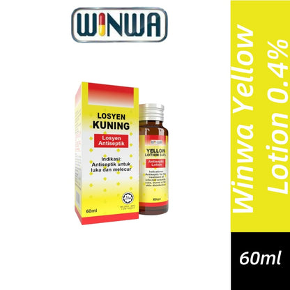 Winwa Yellow Lotion 0.4% Antiseptic Lotion Losyen Kuning Losyen Antiseptik (15ml/30ml/60ml )