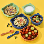 Silicone Baby Plate Bowl Set Spoon Bear BPA free Kids suction feeding Pingan Mangkuk sudu bayi