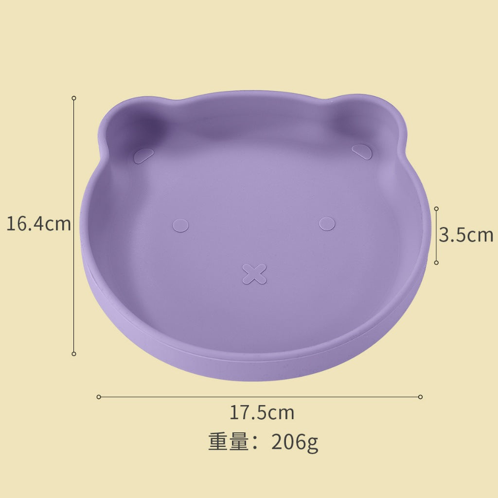 Silicone Baby Plate Bowl Set Spoon Bear BPA free Kids suction feeding Pingan Mangkuk sudu bayi