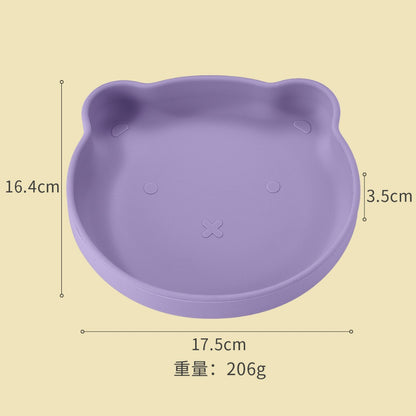 Silicone Baby Plate Bowl Set Spoon Bear BPA free Kids suction feeding Pingan Mangkuk sudu bayi