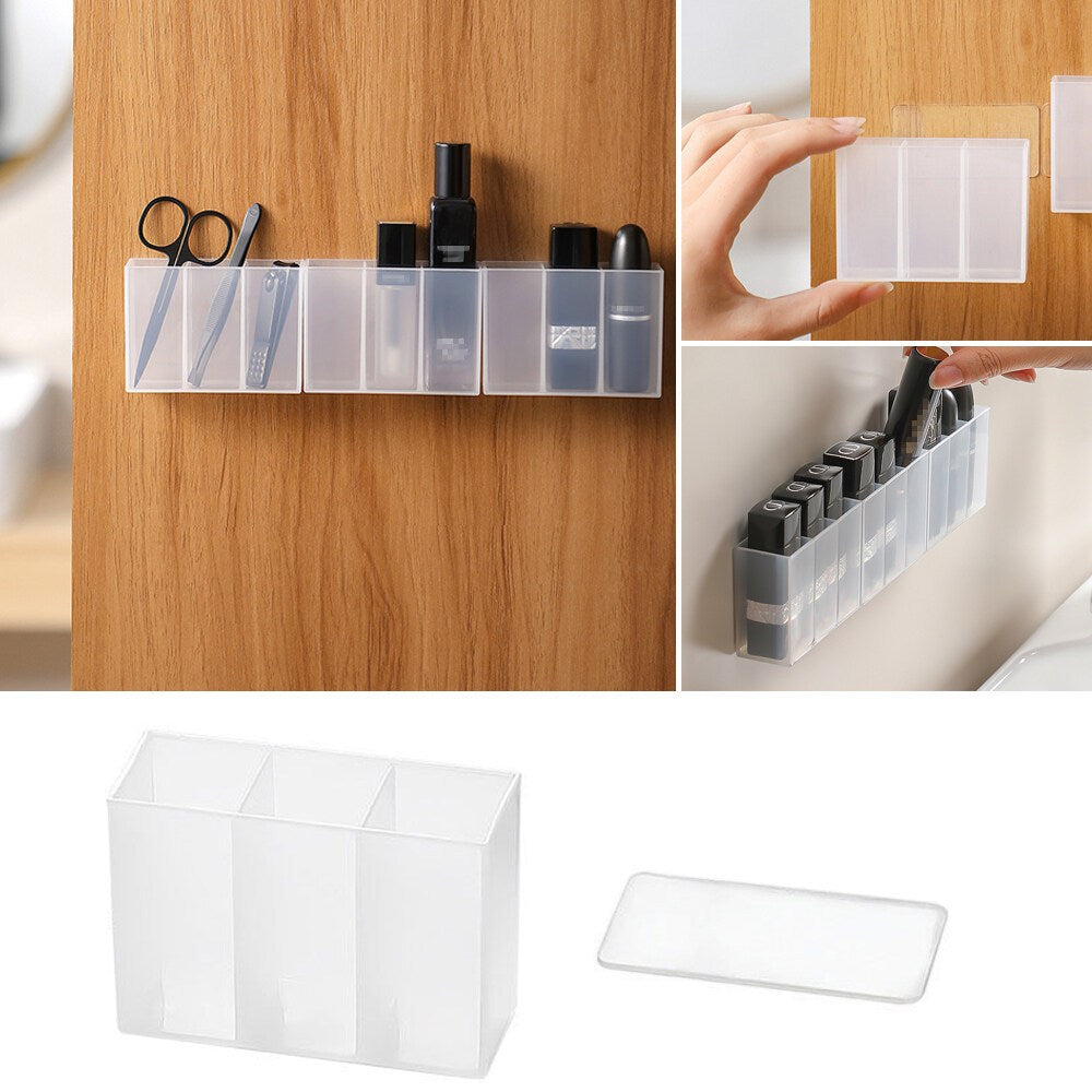 READY STOCK!!! Wall Mounted Storage Box with Lid | Lipstick, Scissors, Data Cable & Eyebrow Pencil Organizer 壁挂式带盖收纳盒