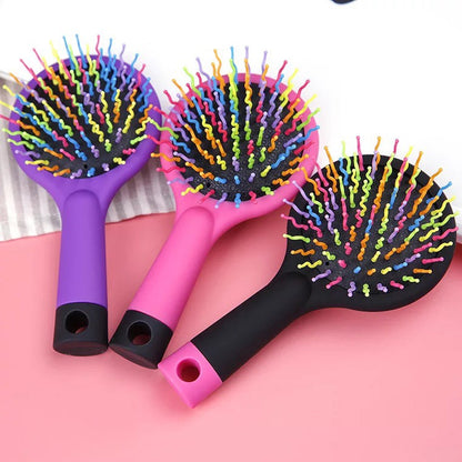 READY STOCK!!! Korean Eye Candy Rainbow S Curl Air Volume Brush | Abundant Hair Detangling Comb 彩虹S型空气蓬松卷发梳