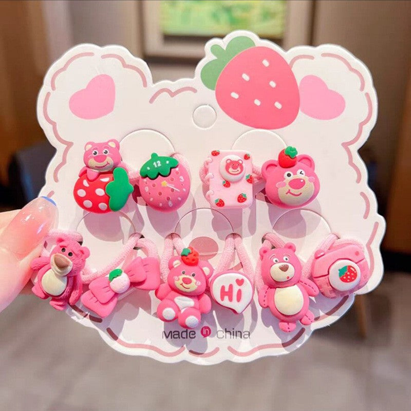 Children's Strawberry Bear Hair Rope Set Little Girl Cute Cartoon Head Rope Fashion Hair Accessories-CSW1008