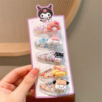 5Pcs Sanrio Kuromi Cinnamoroll Girls Hairpin Cute Quicksand Babies Hair Clip-CSW1010