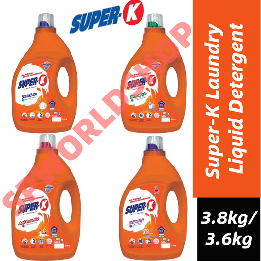 READY STOCK~Super-K Laundry Liquid Detergent 3.6kg / 3.8kg Anti-Bacterial Cuci Pakaian
