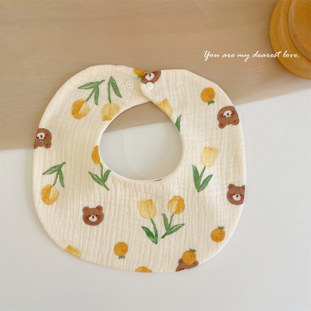 READY STOCK‼️ Baby Infant Saliva Towel | 100% Cotton Bibs | 360° Rotating Reversible Baby Bib  婴儿口水巾 | 100%纯棉围兜