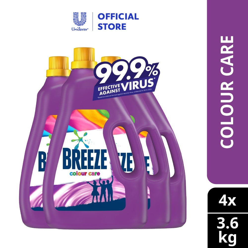 READY STOCK!!! Breeze Detergent Liquid Fragrance of Comfort Power Clean Colour Care 3.6kg 1 Box of 4 Bottle