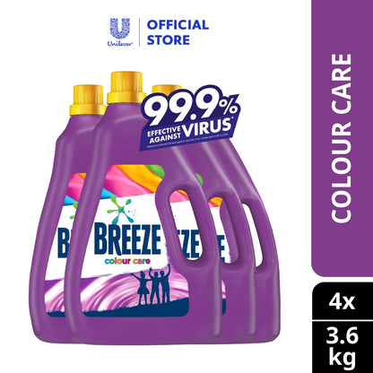 READY STOCK!!! Breeze Detergent Liquid Fragrance of Comfort Power Clean Colour Care 3.6kg 1 Box of 4 Bottle