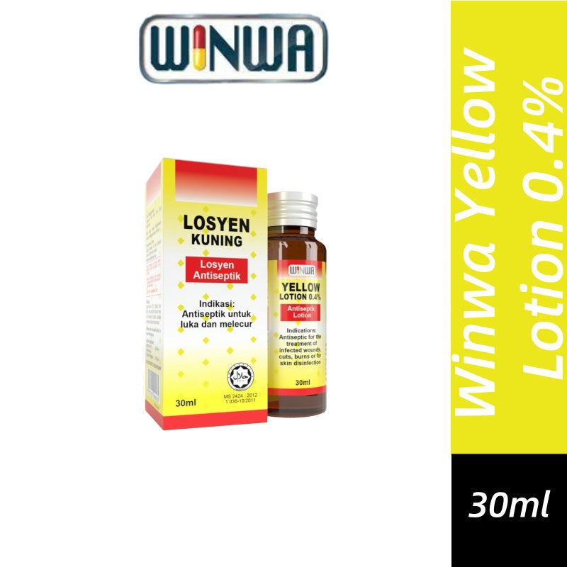 Winwa Yellow Lotion 0.4% Antiseptic Lotion Losyen Kuning Losyen Antiseptik (15ml/30ml/60ml )