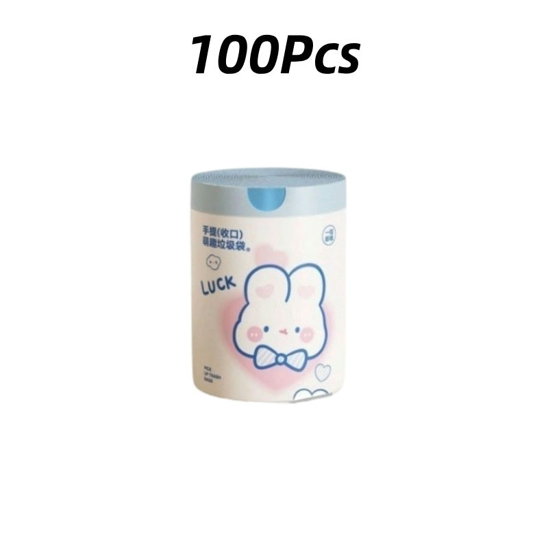 READY STOCK‼️ 50Pcs/100Pcs Cartoon Rabbit Large Drawstring Garbage Bags | Thick & Durable Plastic Trash Bags 大号抽绳垃圾袋