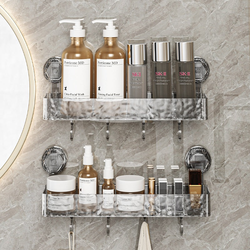 Bathroom Suction Cup Rack Transparent Perforation-Free Tripod Toilet Wall-Mounted Washstand Storage Shelf