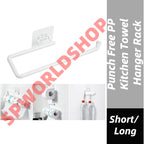 READY STOCK!!! Punch Free PP Kitchen Towel Hanger Rack Toilet Paper Roll Holder Cabinet Rag Hanging Holder 免打孔PP厨房毛巾挂架